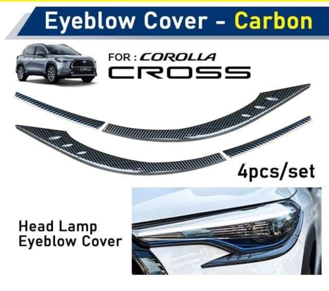 TOYOTA CROSS EYEBROW COVER 1 TOYOTA CROSS - CARBON FIBER HEAD LAMP EYEBLOW COVER BLACK GLOSS - Image 1