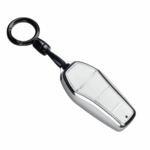BYD SHARK 6 - KEY CASE WHITE SILVER TRIM AND KEYRING